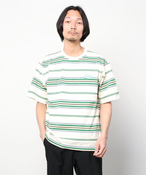 JOHN'S CLOSET(ジョンズクローゼット)の「【13】マルチボーダー胸刺繍Tシャツ(Tシャツ/カットソー・メンズ・ブラック/グリーン/オフホワイト/ホワイト/ブラック系その他/パープル・MEDIUM/LARGE)」の15枚目の写真
