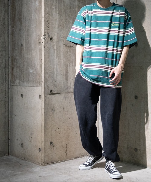 JOHN'S CLOSET(ジョンズクローゼット)の「【13】マルチボーダー胸刺繍Tシャツ(Tシャツ/カットソー・メンズ・ブラック/グリーン/オフホワイト/ホワイト/ブラック系その他/パープル・MEDIUM/LARGE)」の19枚目の写真