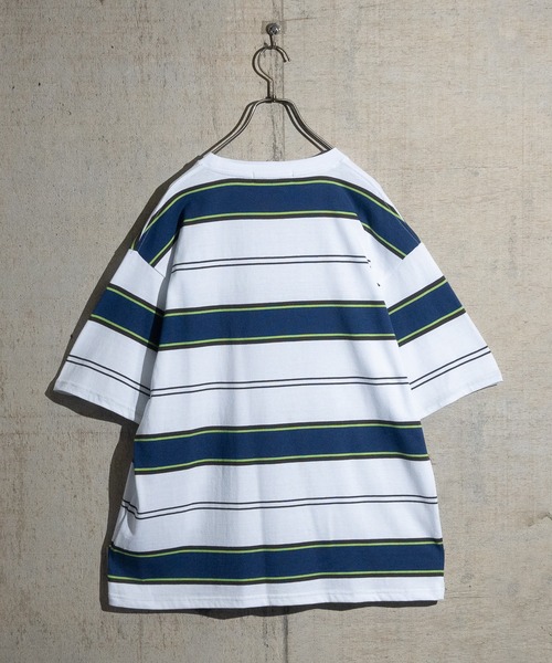 JOHN'S CLOSET(ジョンズクローゼット)の「【13】マルチボーダー胸刺繍Tシャツ(Tシャツ/カットソー・メンズ・ブラック/グリーン/オフホワイト/ホワイト/ブラック系その他/パープル・MEDIUM/LARGE)」の22枚目の写真