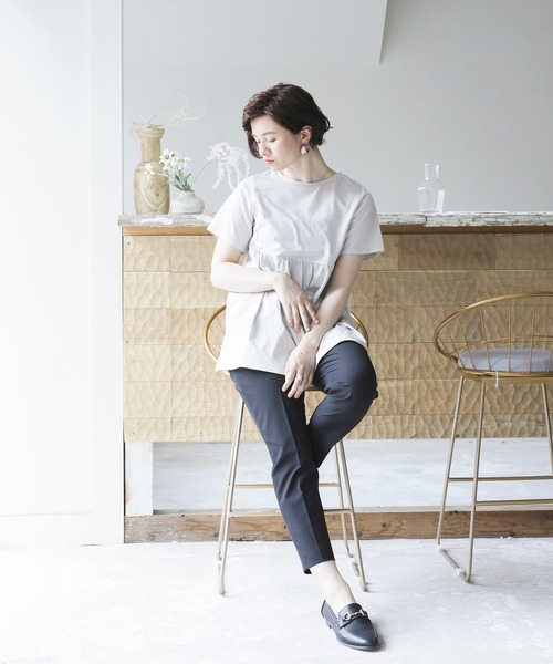 WHITE JOOLA（ホワイトジョーラ）の「【手洗いできる♪】PrimeFle日本製生地使用・紫外線防止＆撥水＆接触冷感＆ストレッチ！テーパードカラーパンツ（その他パンツ・レディース・ブルー/ピンク/ブラック/マスタード/ホワイト/グリーン/パープル・61/58/67/64）」の3枚目の写真