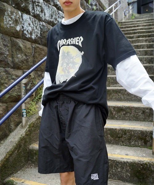 THRASHER(スラッシャー)の「ANTI LOGO BUGGY SHORTS/スラッシャーウエストゴムバギーショーツ(その他パンツ・メンズ・ブラック/ダークオリーブ・X-LARGE/LARGE/MEDIUM)」の7枚目の写真