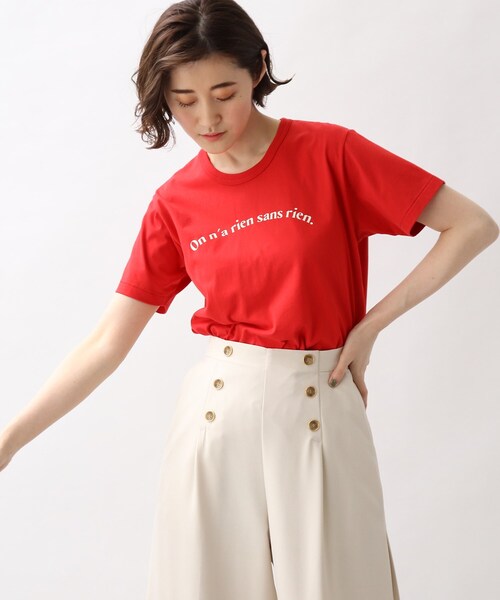 grove(グローブ)の「grove×Something メッセージロゴTシャツ(Tシャツ/カットソー・レディース・ブラック/レッド系1/アイボリー・03/02)」の1枚目の写真