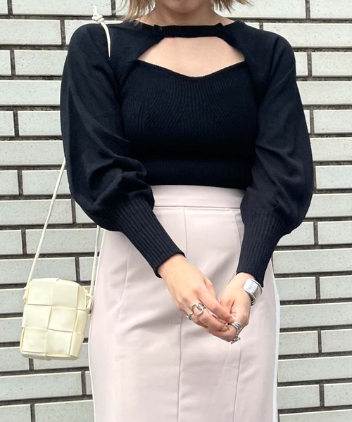 archives（アルシーヴ）の「テープヤーンボレロ＋ニットキャミソールアンサンブル（アンサンブル・レディース・ブラック/オレンジ/ブルー/アイボリー・FREE）」の3枚目の写真