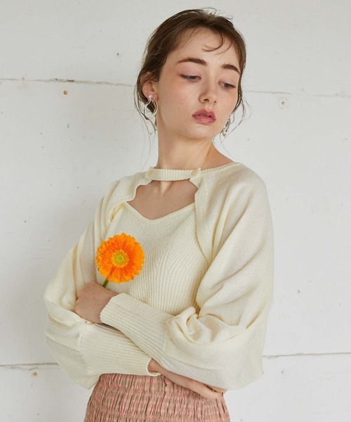 archives（アルシーヴ）の「テープヤーンボレロ＋ニットキャミソールアンサンブル（アンサンブル・レディース・ブラック/オレンジ/ブルー/アイボリー・FREE）」の20枚目の写真