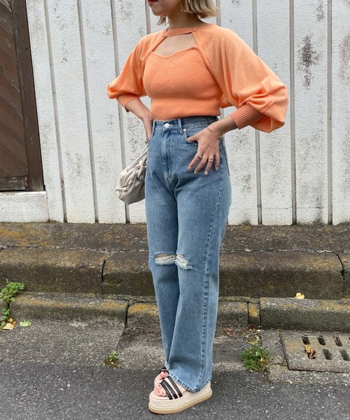 archives（アルシーヴ）の「テープヤーンボレロ＋ニットキャミソールアンサンブル（アンサンブル・レディース・ブラック/オレンジ/ブルー/アイボリー・FREE）」の17枚目の写真