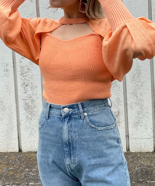 archives（アルシーヴ）の「テープヤーンボレロ＋ニットキャミソールアンサンブル（アンサンブル・レディース・ブラック/オレンジ/ブルー/アイボリー・FREE）」の21枚目の写真