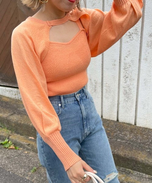 archives（アルシーヴ）の「テープヤーンボレロ＋ニットキャミソールアンサンブル（アンサンブル・レディース・ブラック/オレンジ/ブルー/アイボリー・FREE）」の11枚目の写真