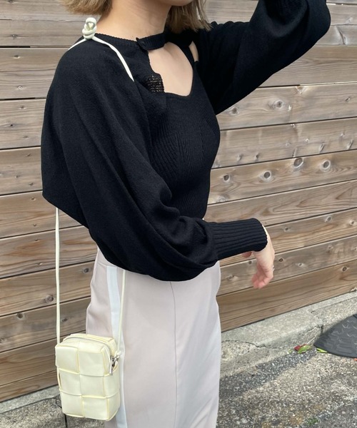 archives（アルシーヴ）の「テープヤーンボレロ＋ニットキャミソールアンサンブル（アンサンブル・レディース・ブラック/オレンジ/ブルー/アイボリー・FREE）」の8枚目の写真