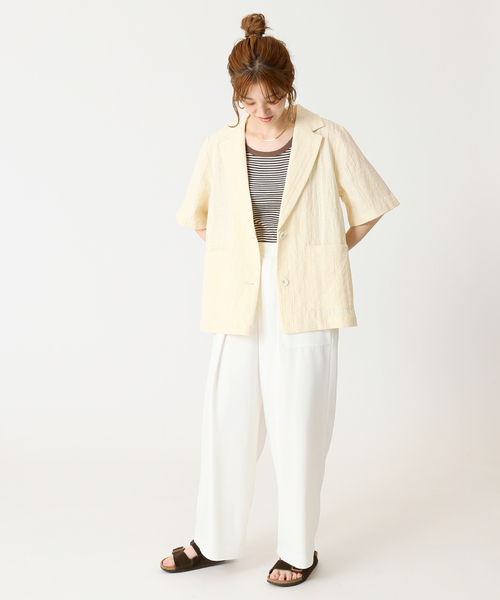 B.C STOCK（ベーセーストック）の「ジャガード半袖ジャケット