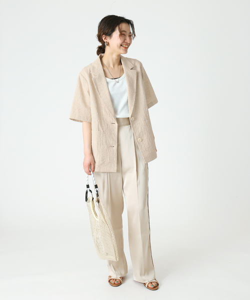 セール】ジャガード半袖ジャケット（テーラードジャケット）｜B.C