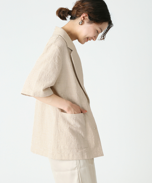 ジャケット / BCJ0706-1 13号 ベージュ(cm-428151)[1枚] Precious掲載エアリーツイード ノーカラージャケット(ジャケット