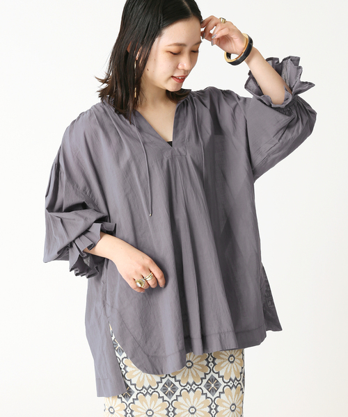 B.C STOCK（ベーセーストック）の「キャンディースリーブスキッパーシャツ（シャツ/ブラウス・レディース・ホワイト/ブラック/グレー/グリーン・FREE）」の3枚目の写真