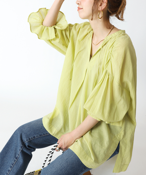 B.C STOCK（ベーセーストック）の「キャンディースリーブスキッパーシャツ（シャツ/ブラウス・レディース・ホワイト/ブラック/グレー/グリーン・FREE）」の4枚目の写真