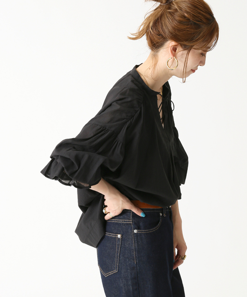 B.C STOCK（ベーセーストック）の「キャンディースリーブスキッパーシャツ（シャツ/ブラウス・レディース・ホワイト/ブラック/グレー/グリーン・FREE）」の8枚目の写真