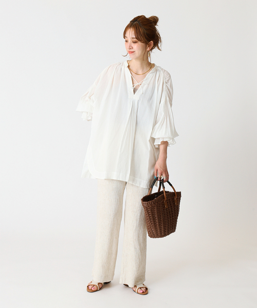 B.C STOCK（ベーセーストック）の「キャンディースリーブスキッパーシャツ（シャツ/ブラウス・レディース・ホワイト/ブラック/グレー/グリーン・FREE）」の13枚目の写真