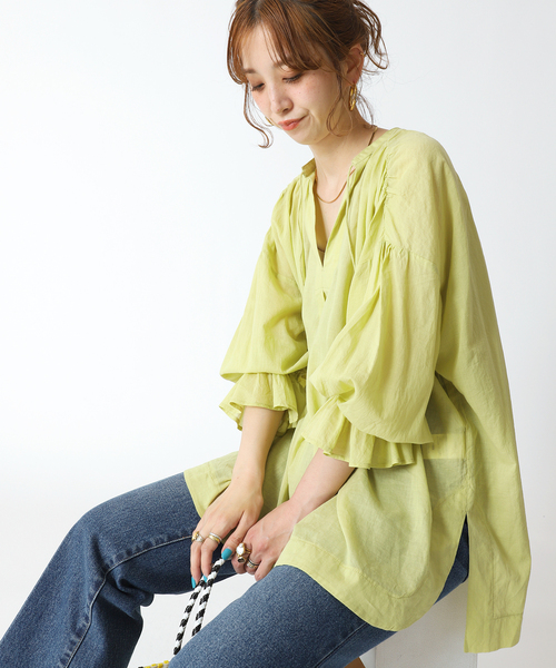 B.C STOCK（ベーセーストック）の「キャンディースリーブスキッパーシャツ（シャツ/ブラウス・レディース・ホワイト/ブラック/グレー/グリーン・FREE）」の18枚目の写真