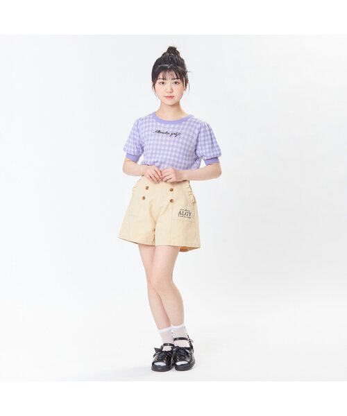 algy(アルジー)の「ギンガムサマーニットT(ニット/セーター・キッズ・ブラック/サックスブルー/ラベンダー・SMALL/MEDIUM/X-SMALL/XX-SMALL)」の4枚目の写真