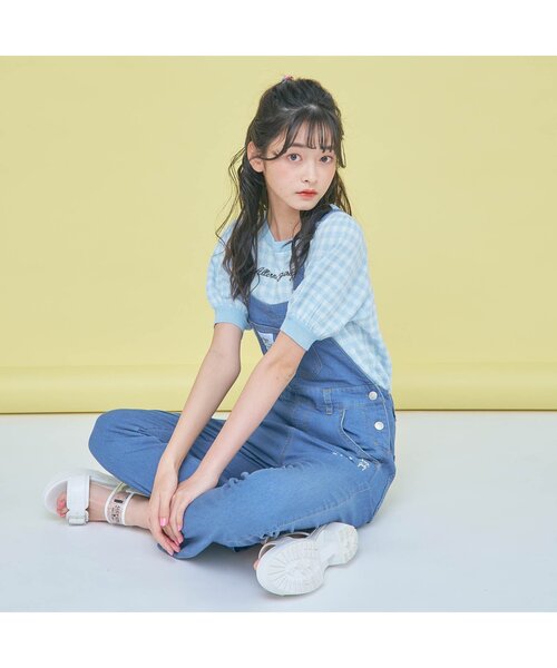 algy(アルジー)の「ギンガムサマーニットT(ニット/セーター・キッズ・ブラック/サックスブルー/ラベンダー・SMALL/MEDIUM/X-SMALL/XX-SMALL)」の7枚目の写真
