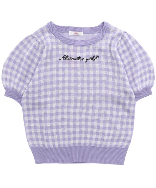 algy(アルジー)の「ギンガムサマーニットT(ニット/セーター・キッズ・ブラック/サックスブルー/ラベンダー・SMALL/MEDIUM/X-SMALL/XX-SMALL)」の8枚目の写真
