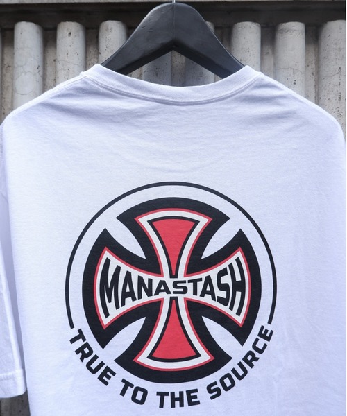 MANASTASH（マナスタッシュ）の「【直営店限定】MANASTASH/マナスタッシュ　BAR CROSS TEE バークロスティー　Tシャツ（Tシャツ/カットソー・メンズ・ホワイト/ブラック・MEDIUM/LARGE/X-LARGE）」の5枚目の写真