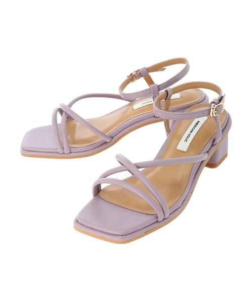 AMERICAN HOLIC（アメリカンホリック）の「スクエアトゥチューブストラップヒールサンダル（サンダル・レディース・ブラック/ベージュ/パープル/グリーン・S/M/L）」の11枚目の写真