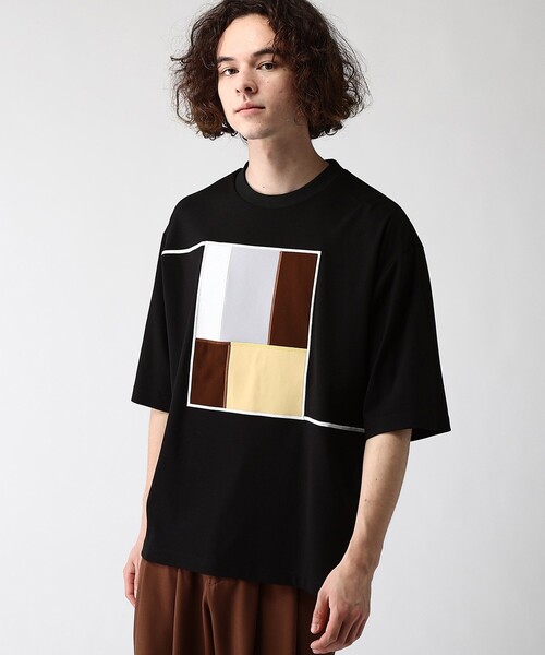 tk.TAKEO KIKUCHI（ティーケータケオキクチ）の「◆ジオメエンブロアマウントカットソー（Tシャツ/カットソー・メンズ・ブラック/オフホワイト・02/03）」の9枚目の写真