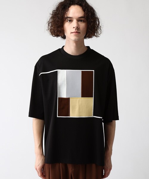 tk.TAKEO KIKUCHI（ティーケータケオキクチ）の「◆ジオメエンブロアマウントカットソー（Tシャツ/カットソー・メンズ・ブラック/オフホワイト・02/03）」の6枚目の写真