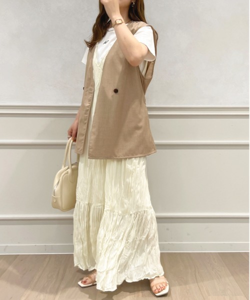 apres jour(アプレジュール)の「クリンクルキャミワンピース【ZOZOTOWN限定アイテム】(ワンピース・レディース・ブラック/アイボリー/ライトベージュ・X-LARGE/フリー)」の5枚目の写真