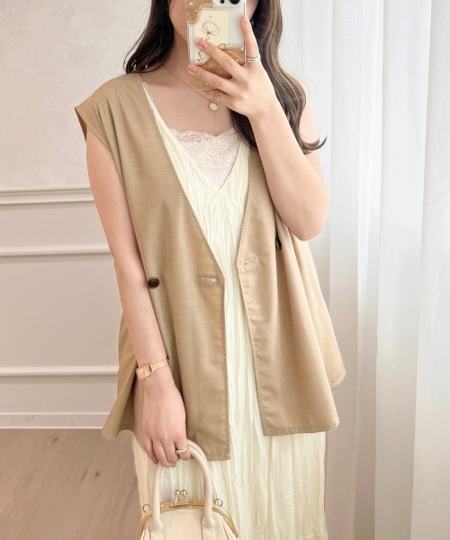 apres jour(アプレジュール)の「クリンクルキャミワンピース【ZOZOTOWN限定アイテム】(ワンピース・レディース・ブラック/アイボリー/ライトベージュ・X-LARGE/フリー)」の6枚目の写真