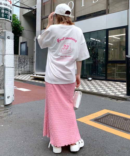 OLIVE des OLIVE（オリーブデオリーブ）の「フルーツサンドTシャツ（Tシャツ/カットソー・レディース・オフホワイト/ピンク/イエロー/スミクロ・FREE）」の21枚目の写真