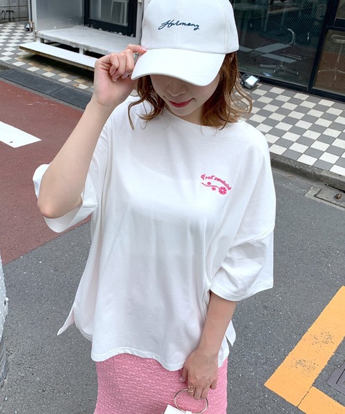 OLIVE des OLIVE（オリーブデオリーブ）の「フルーツサンドTシャツ（Tシャツ/カットソー・レディース・オフホワイト/ピンク/イエロー/スミクロ・FREE）」の17枚目の写真