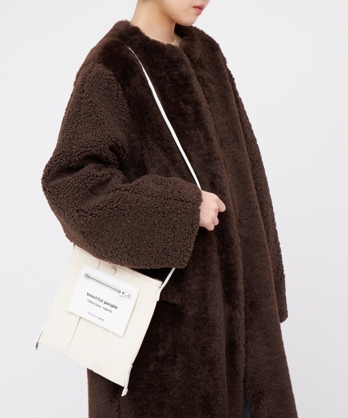 beautiful people（ビューティフルピープル）の「beautiful people “LINING LOGO POCKET” ミニショルダーバック（ショルダーバッグ・レディース・ブラック/オフホワイト/グレー・FREE）」の15枚目の写真