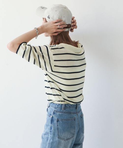 Chillfar(チルファー)の「ボーダースキッパーサマーニットポロ(ニット/セーター・レディース・アイボリー/ホワイト系/ホワイト系1・FREE)」の13枚目の写真