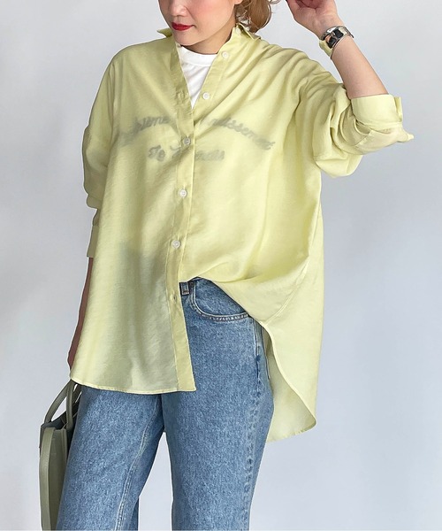 PICCIN（ピッチン）の「シースルービッグシャツ（シャツ/ブラウス・レディース・ホワイト/ネイビー/イエロー・M）」の3枚目の写真