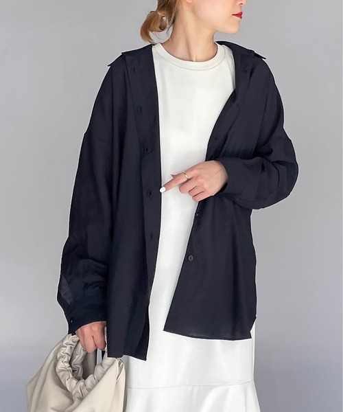 PICCIN（ピッチン）の「シースルービッグシャツ（シャツ/ブラウス・レディース・ホワイト/ネイビー/イエロー・M）」の16枚目の写真