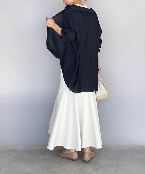 PICCIN（ピッチン）の「シースルービッグシャツ（シャツ/ブラウス・レディース・ホワイト/ネイビー/イエロー・M）」の21枚目の写真