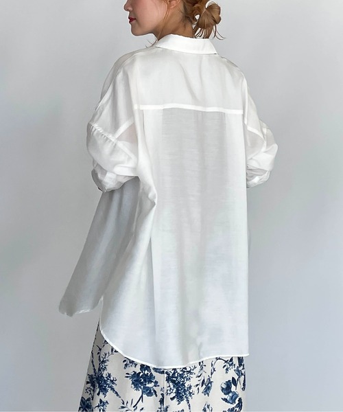 PICCIN（ピッチン）の「シースルービッグシャツ（シャツ/ブラウス・レディース・ホワイト/ネイビー/イエロー・M）」の6枚目の写真