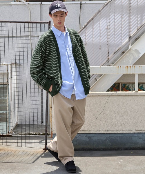 BARK MANHATTAN（バークマンハッタン）の「オーバーサイズ バーズアイ ニットカーディガン（カーディガン/ボレロ・メンズ・グリーン/ネイビー/ブラック/ブラウン/レッド・L/M）」の17枚目の写真