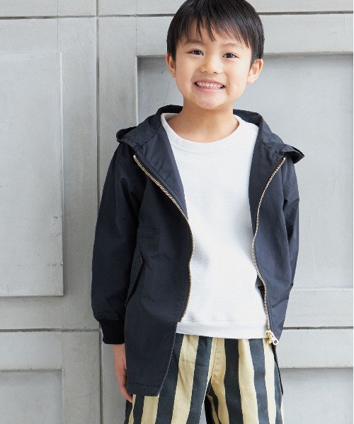 MAKE YOUR DAY（メイクユアデイ）の「ロング丈ナイロンフーディー■80～140cm（ナイロンジャケット・キッズ・ブラウン/ブラック/カーキ・110/100/140/120/130/80/90）」の4枚目の写真