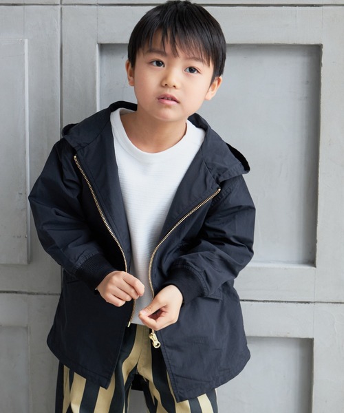 MAKE YOUR DAY（メイクユアデイ）の「ロング丈ナイロンフーディー■80～140cm（ナイロンジャケット・キッズ・ブラウン/ブラック/カーキ・110/100/140/120/130/80/90）」の6枚目の写真