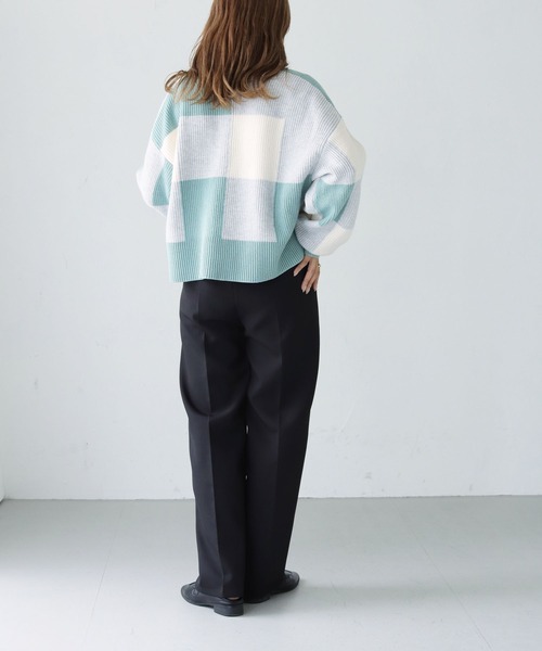 HER CLOSET(ハークローゼット)の「【shemoshelly】ブロックチェック ショートカーディガン(ニット/セーター・レディース・ネイビー/ミント/杢グレー/テラコッタ・M)」の17枚目の写真