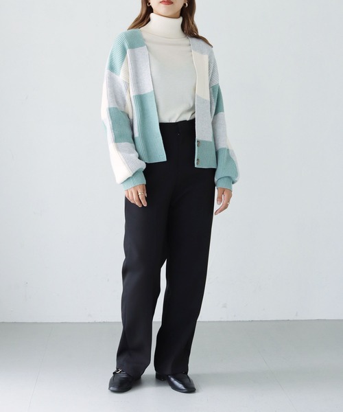 HER CLOSET(ハークローゼット)の「【shemoshelly】ブロックチェック ショートカーディガン(ニット/セーター・レディース・ネイビー/ミント/杢グレー/テラコッタ・M)」の18枚目の写真