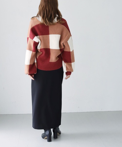 HER CLOSET(ハークローゼット)の「【shemoshelly】ブロックチェック ショートカーディガン(ニット/セーター・レディース・ネイビー/ミント/杢グレー/テラコッタ・M)」の13枚目の写真