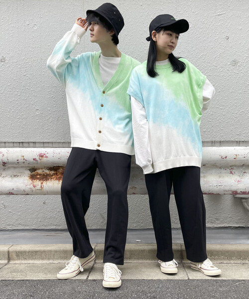 Purple&Yellow(パープルアンドイエロー)の「タイダイ ワイドベスト(ベスト・メンズ・ライトグリーン/ライトピンク・M/L/S)」の3枚目の写真