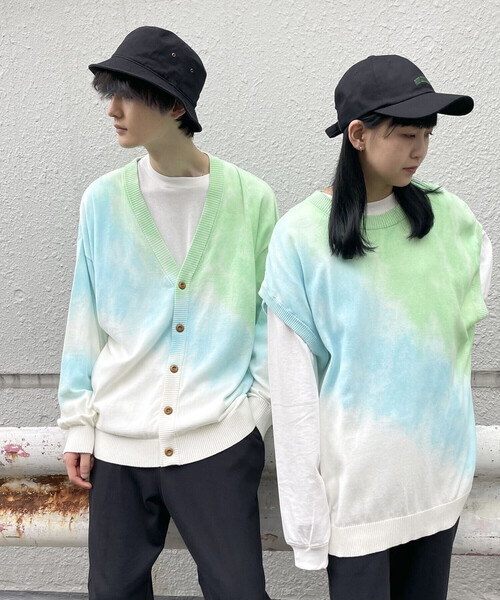 Purple&Yellow(パープルアンドイエロー)の「タイダイ ワイドベスト(ベスト・メンズ・ライトグリーン/ライトピンク・M/L/S)」の5枚目の写真