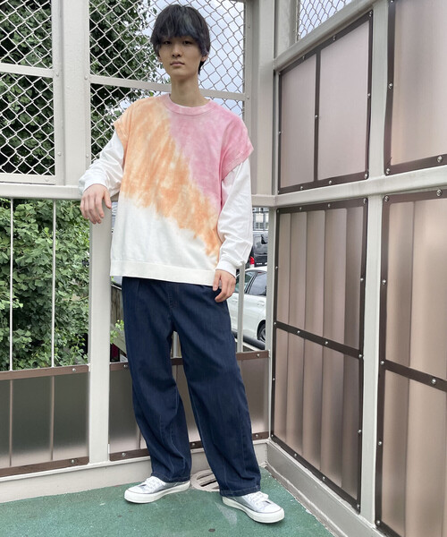 Purple&Yellow(パープルアンドイエロー)の「タイダイ ワイドベスト(ベスト・メンズ・ライトグリーン/ライトピンク・M/L/S)」の13枚目の写真