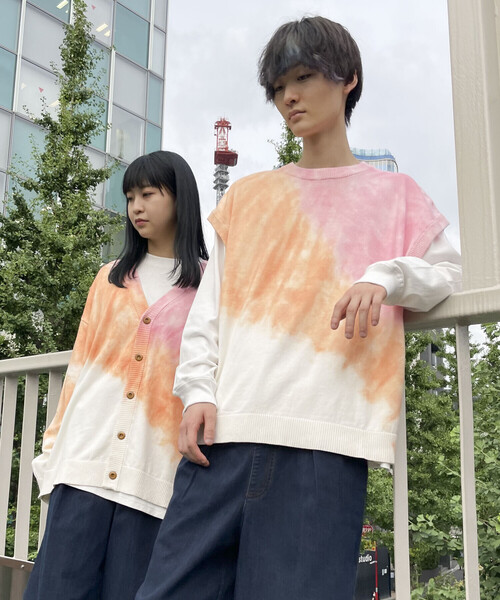 Purple&Yellow(パープルアンドイエロー)の「タイダイ ワイドベスト(ベスト・メンズ・ライトグリーン/ライトピンク・M/L/S)」の15枚目の写真