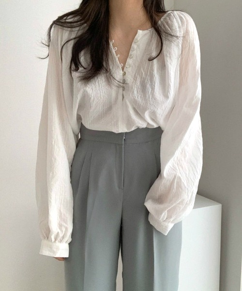 Dita Muaj.(ディータムアージュ)の「クルーネックボタンブラウスブラウス(シャツ/ブラウス・レディース・ホワイト/ブラック・M/L)」の10枚目の写真