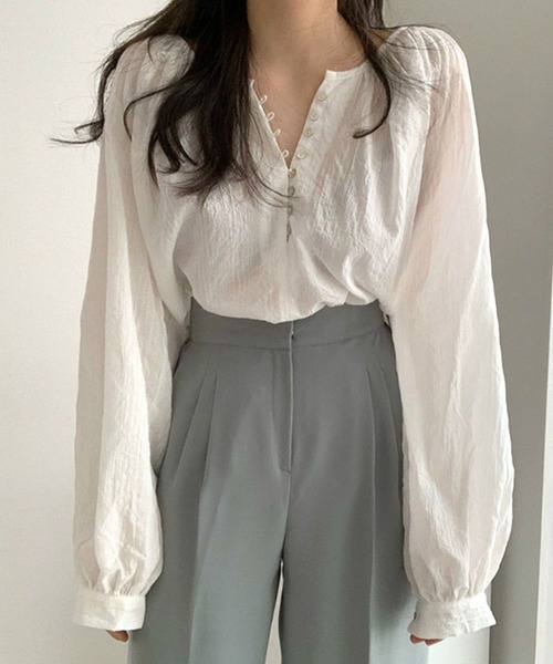 Dita Muaj.(ディータムアージュ)の「クルーネックボタンブラウスブラウス(シャツ/ブラウス・レディース・ホワイト/ブラック・M/L)」の9枚目の写真