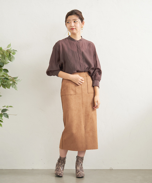 B.C STOCK（ベーセーストック）の「シアシャツ（シャツ/ブラウス・レディース・グリーン/サックスブルー/ブラウン/チャコールグレー・FREE）」の12枚目の写真